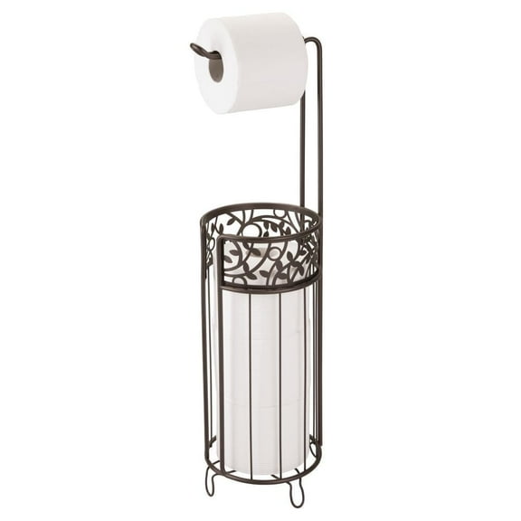 iDesign, Metal Free Standing Toilet Paper Tissue Holder, 6.25" x 7" x 25", Bronze