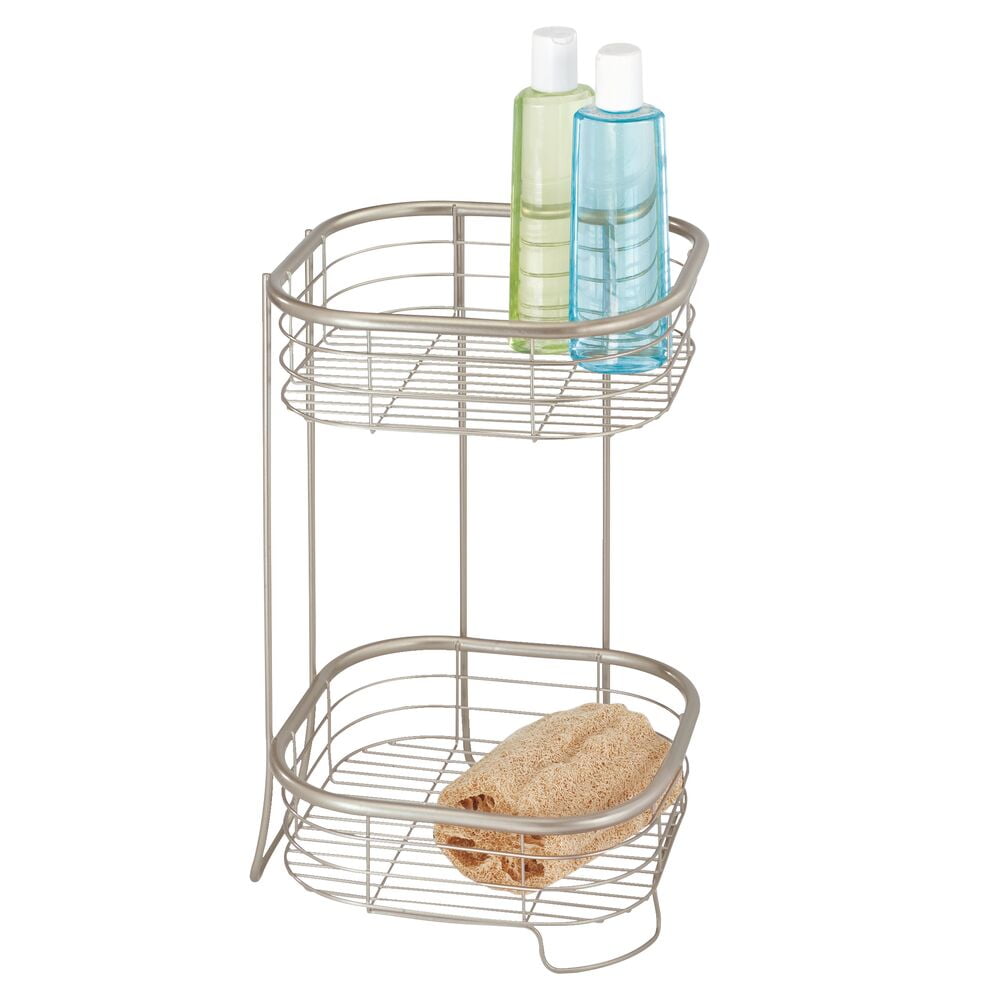 Evideco Metal Wire Corner Shower Caddy Bamboo (Green) Shelves Brown