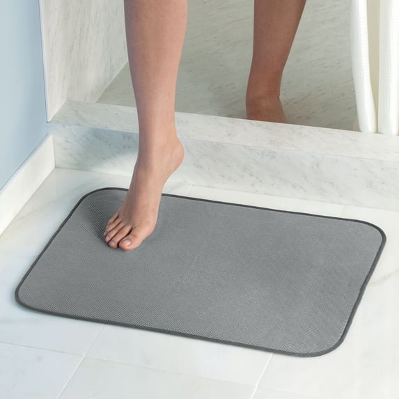 iDesign Microfiber Shower and Bath Mat for Bathroom Floor - Large, Gray