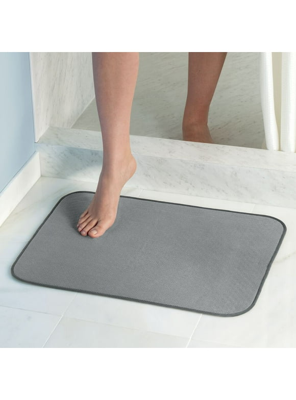 iDesign Microfiber Shower and Bath Mat for Bathroom Floor - Large, Gray