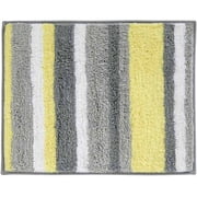 iDesign Microfiber Stripz Bathroom Shower Rug, 21" x 17", Gray and Yellow
