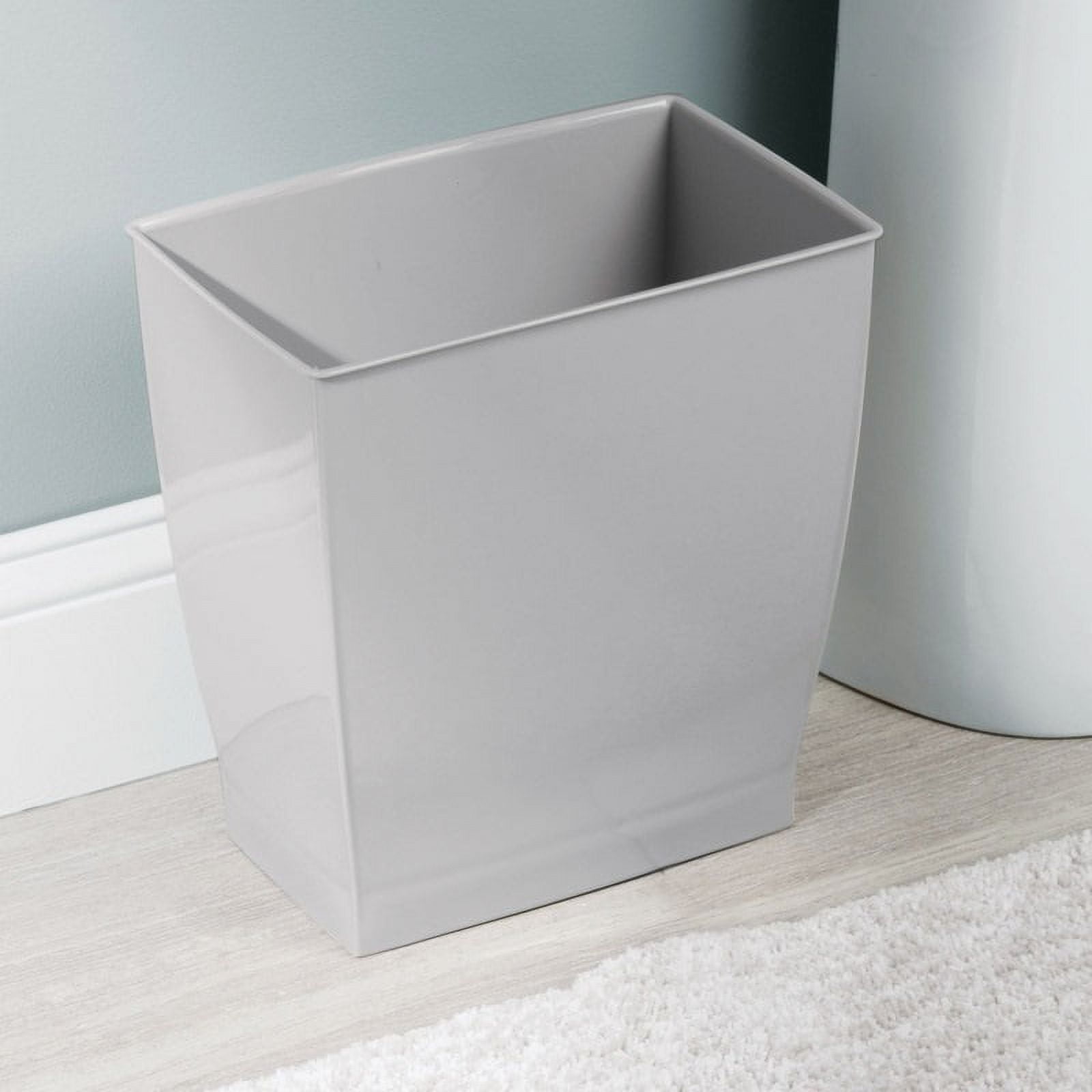 iDesign Mono Compact Gray Plastic Rectangular Wastebasket