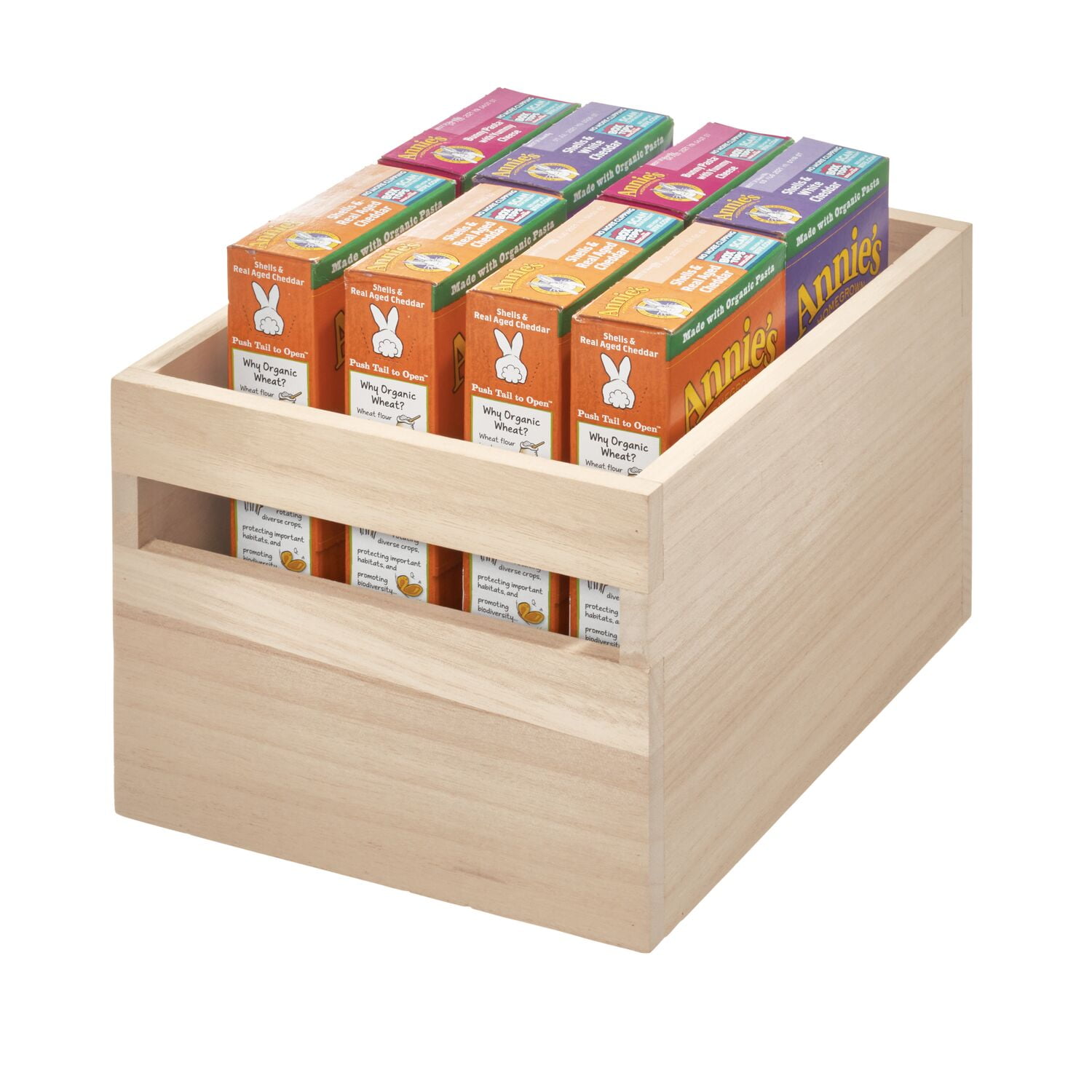 iDesign Natural Paulownia Wood Storage Bin with Handles, 10