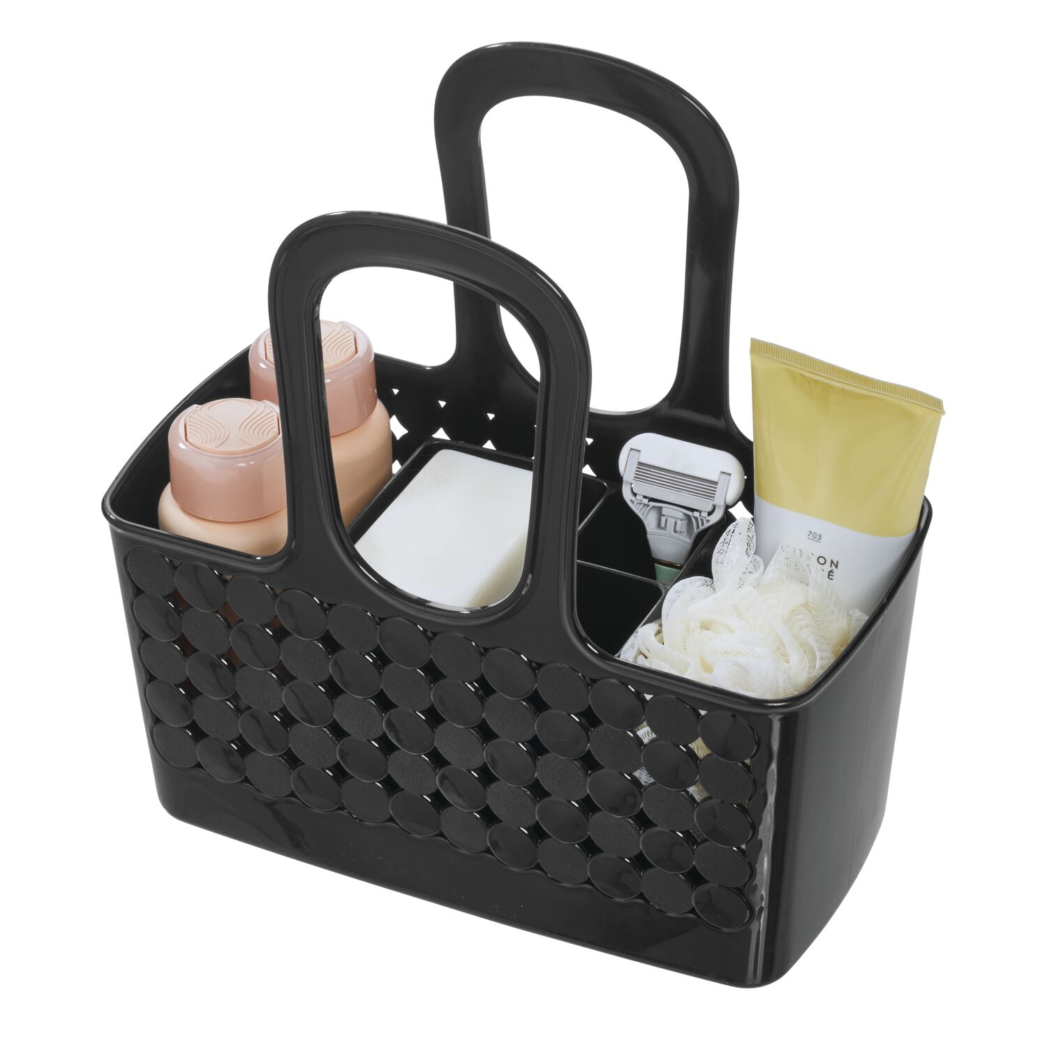 iDesign Orbz Plastic Bathroom Shower Tote Small Divided College Dorm