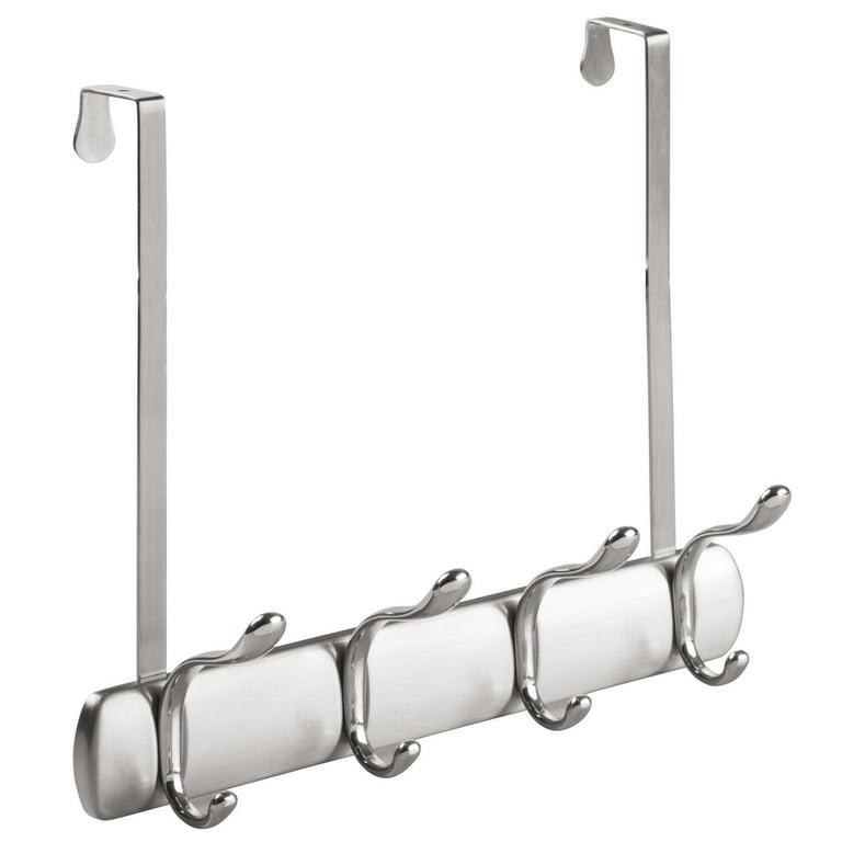 iDesign Over Door Rack 4 Hook Brushed Chrome