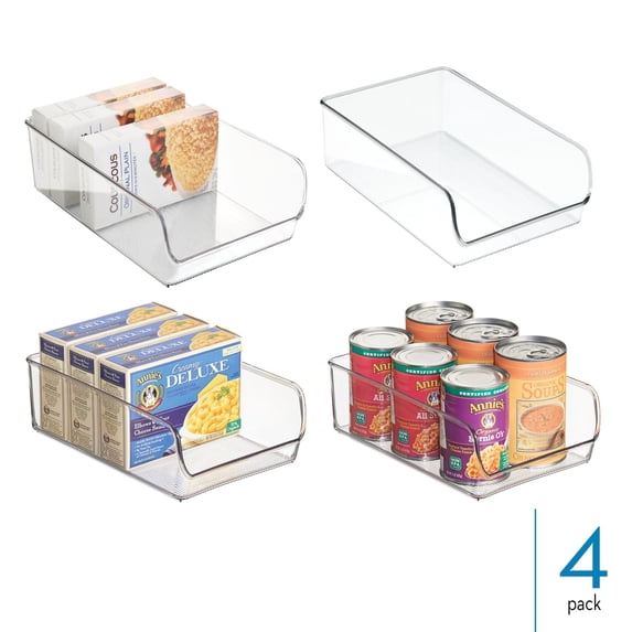 iDesign Pantry Organizer Bins for Cabinets or Fridge - Set of 4 - Clear
