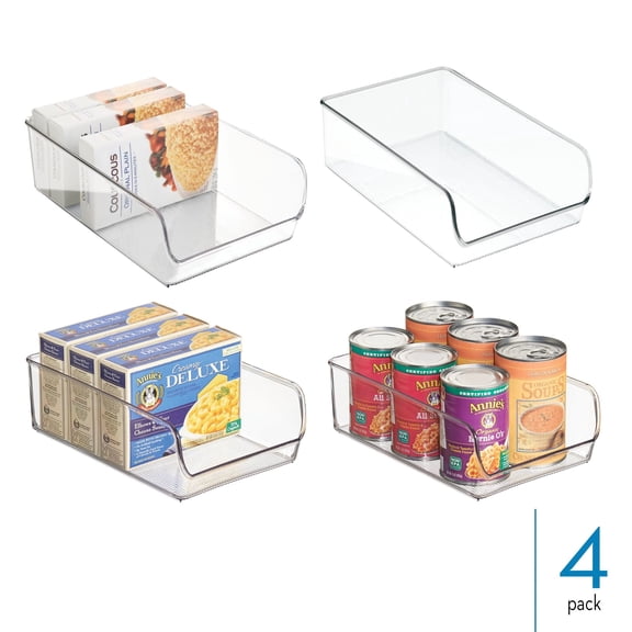 iDesign Pantry Organizer Bins for Cabinets or Fridge - Set of 4 - Clear