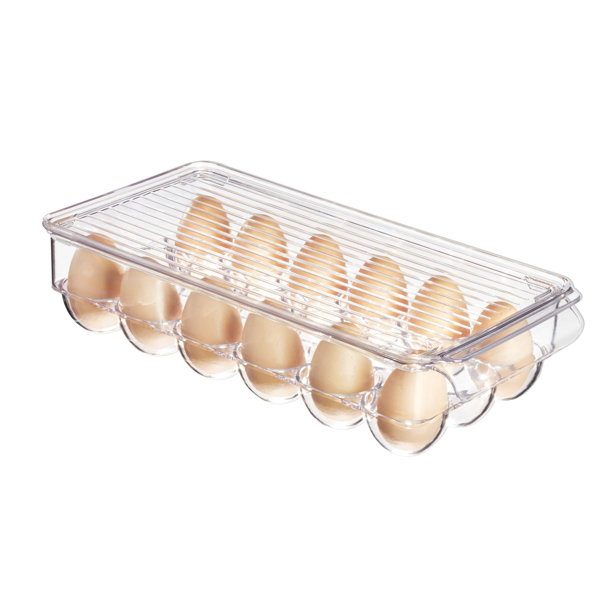  iDesign Plastic Egg Holder for Refrigerator with Handle and  Lid, Fridge Storage Organizer for Kitchen, Holds up to 14, 4.25 x 14.5 x  3, Clear - Egg Separators