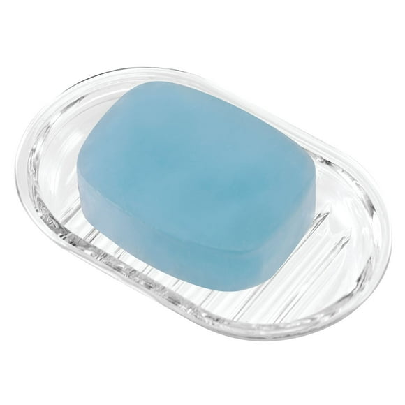 iDesign Plastic Bar Soap Holder for Bathroom, Shower - Round, Clear