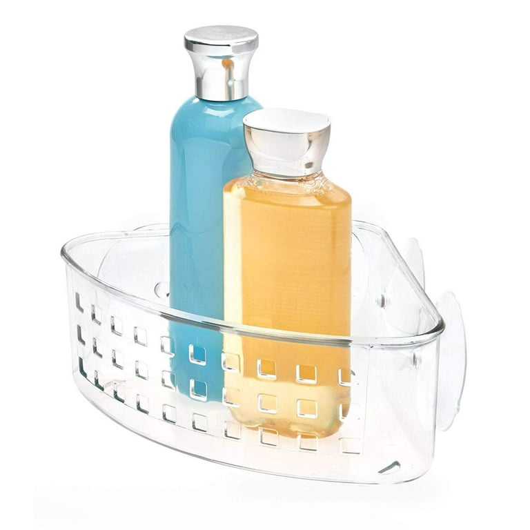 iDesign Plastic Bathroom Suction Holder, Shower Organizer Corner Basket for  Sponges, Scrubbers, Soap, Shampoo, Conditioner, 9 x 7 x 3.5, Clear 