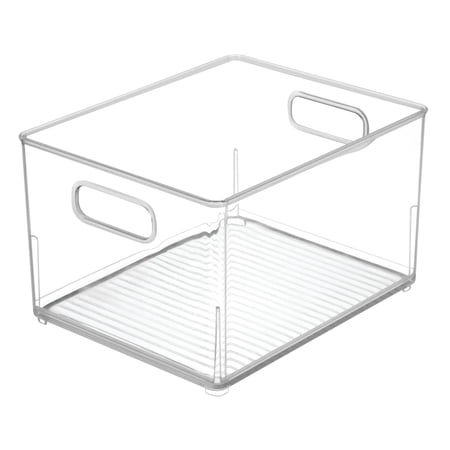 iDesign Plastic Cabinet Organizing Bin with Handles, Small, Clear