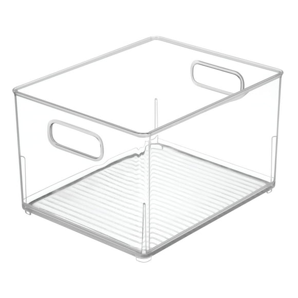 iDesign Plastic Cabinet Organizing Bin with Handles, Small, Clear