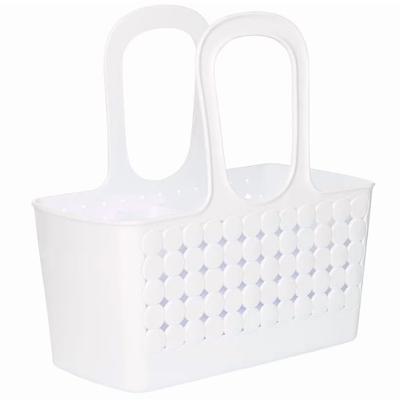 iDesign Plastic Divided Shower Caddy Tote, College Essential for Dorm Room, Bathroom - 11.75" x 6" x 12", White