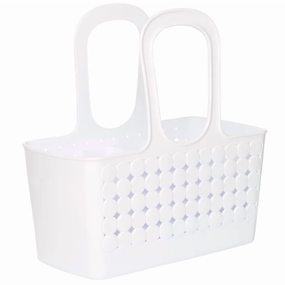 iDesign Plastic Divided Shower Caddy Tote, College Essential for Dorm Room, Bathroom - 11.75" x 6" x 12", White