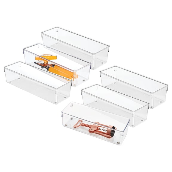 iDesign Plastic Drawer Organizer Bins - Storage for Kitchen, Bathroom, and Desk Drawers