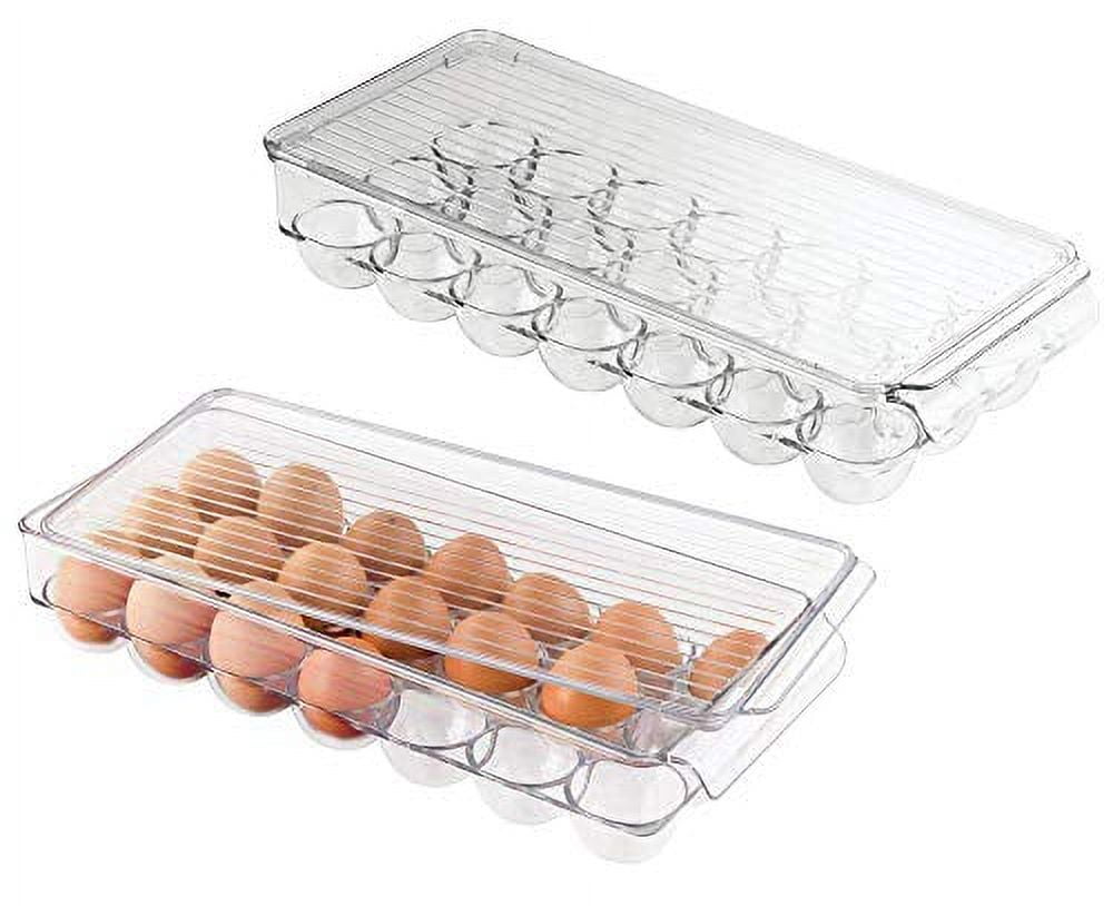 Vtopmart Egg Container Holders for Refrigerator - Clear Stackable Trays for  14 Eggs, Plastic Storage Bins for Fridge Organization (2 Pack)