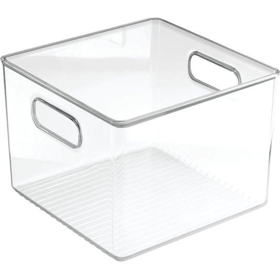 iDesign Plastic Fridge and Pantry Storage Bins, Organizer Container for Kitchen, Bathroom, Office, Craft Room, BPA-Free, 8" x 8" x 6", Set of 4, Clear
