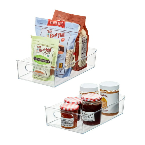 iDesign Plastic Kitchen Storage Bins, Clear, 2-Pack, 14" x 8.25" x 3.5"