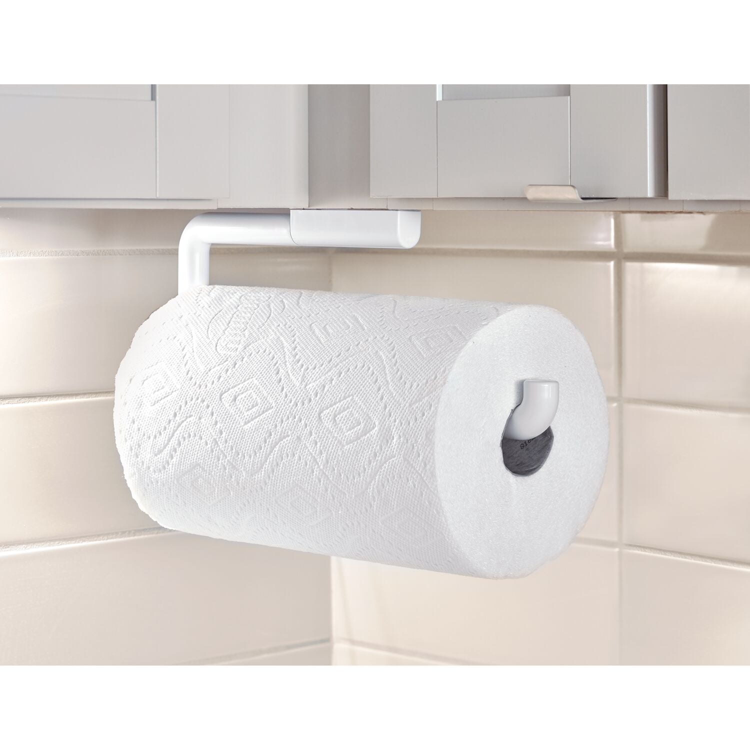 Paper Roll Holder Kitchen Towel Holder Plastic Wrap Storage Rack Roll Paper  Holder (white)