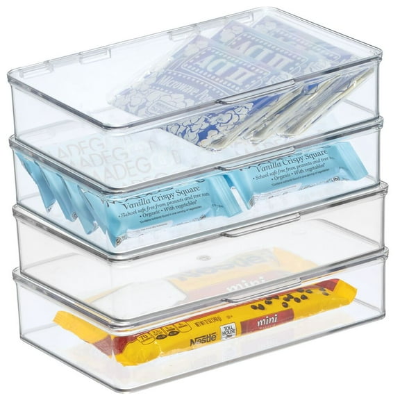 iDesign RPET Kitchen Binz Stackable Box 7.1in x 10.7in x 2.3in, Set of 4