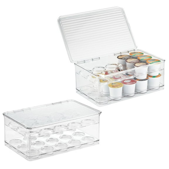 iDesign RPET Linus Coffee Pod Stackable 2 Tier Box w/Lid, Set of 2