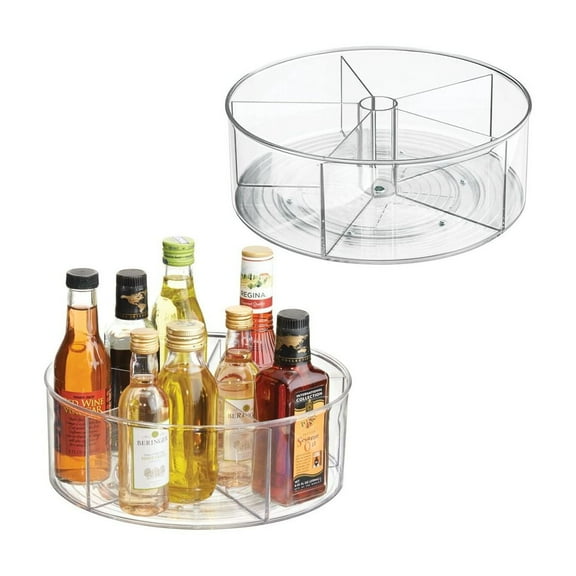 iDesign RPET Linus Turntable - Divided - Clear, Set of 2