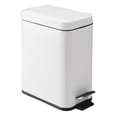 thumbnail image 1 of iDesign Bathroom Trash Can, 1.3 Gallon Metal Rectangular Compact Step Lid Garbage Bin, White, 1 of 6