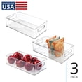 thumbnail image 1 of iDesign Plastic Stackable Fridge Bin with Handles, Set of 3, Clear, Made in USA, 1 of 9