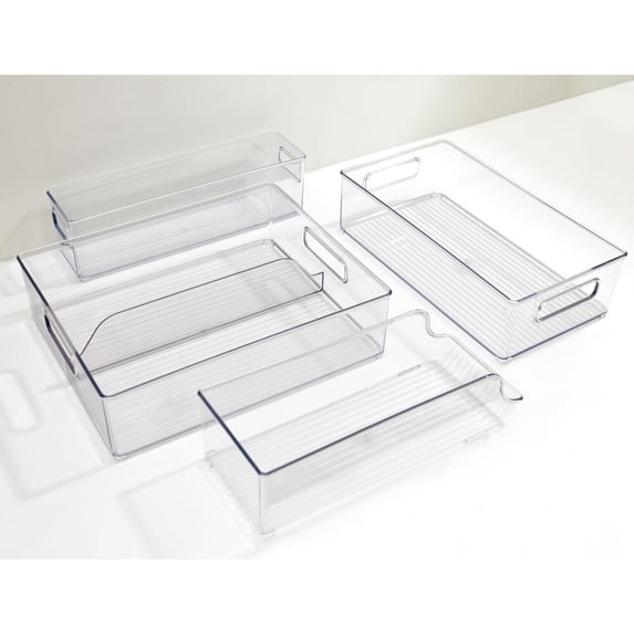 iDesign, Refrigerator, Freezer, and Pantry Storage Bins, 4 Pack, Clear