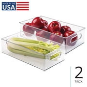 iDesign Plastic Stackable Fridge Bin with Handles, Set of 2, Clear, Made in USA