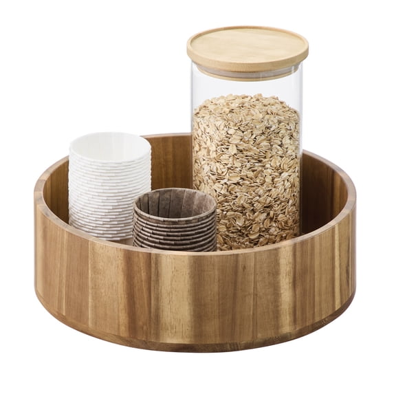 iDesign 10-Inch Acacia Wood Lazy Susan Organizer for Kitchen - Lazy Susan Turntable for Cabinet, Countertop, or Pantry