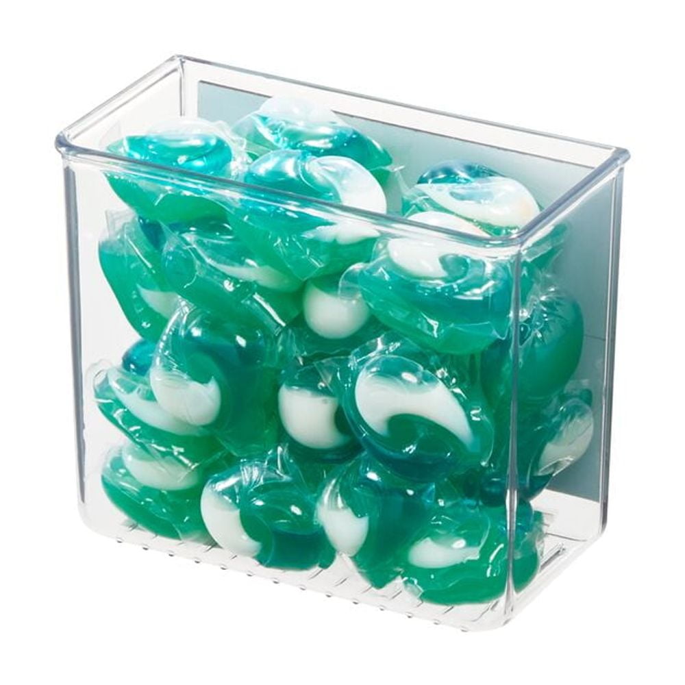 iDesign Small Magnetic Organizer Bin for Laundry Room, 3.08'' x 5.88'' x 5'', Clear