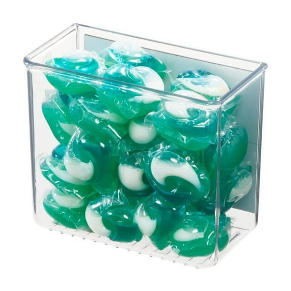 iDesign Small Magnetic Organizer Bin for Laundry Room, 3.08'' x 5.88'' x 5'', Clear