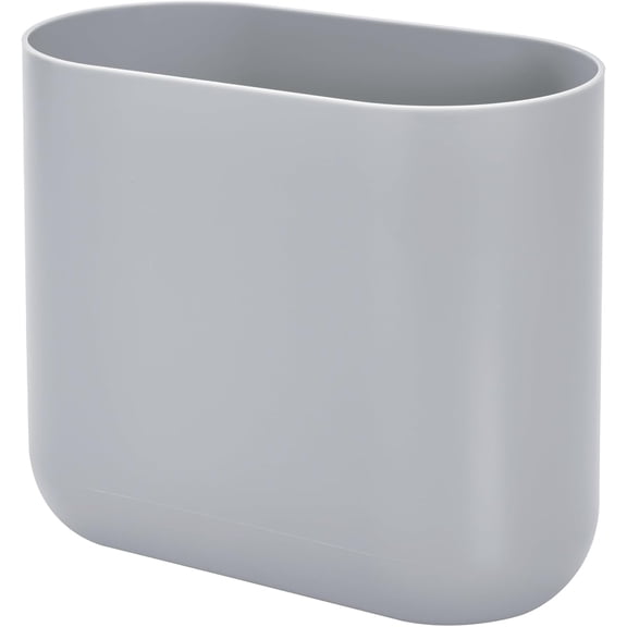 iDesign Small Slim Plastic Bathroom Trash Can, Garbage Can for Bedroom, Office, Desk, Dorm, Gray