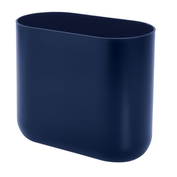 iDesign Small Slim Plastic Bathroom Trash Can, Garbage Can for Bedroom, Office, Desk, Dorm, Navy Blue
