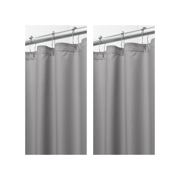 iDesign Solid Polyester Stall Shower Curtain - 12 Reinforced Buttonholes - Use in Primary or Guest Bathrooms