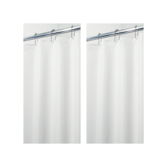 iDesign Solid Polyester Stall Shower Curtain - 12 Reinforced Buttonholes - Use in Primary or Guest Bathrooms