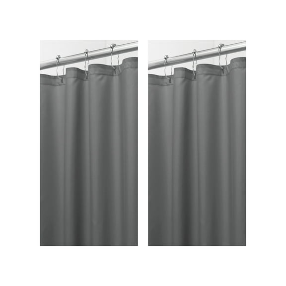 iDesign Solid Polyester Stall Shower Curtain - 12 Reinforced Buttonholes - Use in Primary or Guest Bathrooms