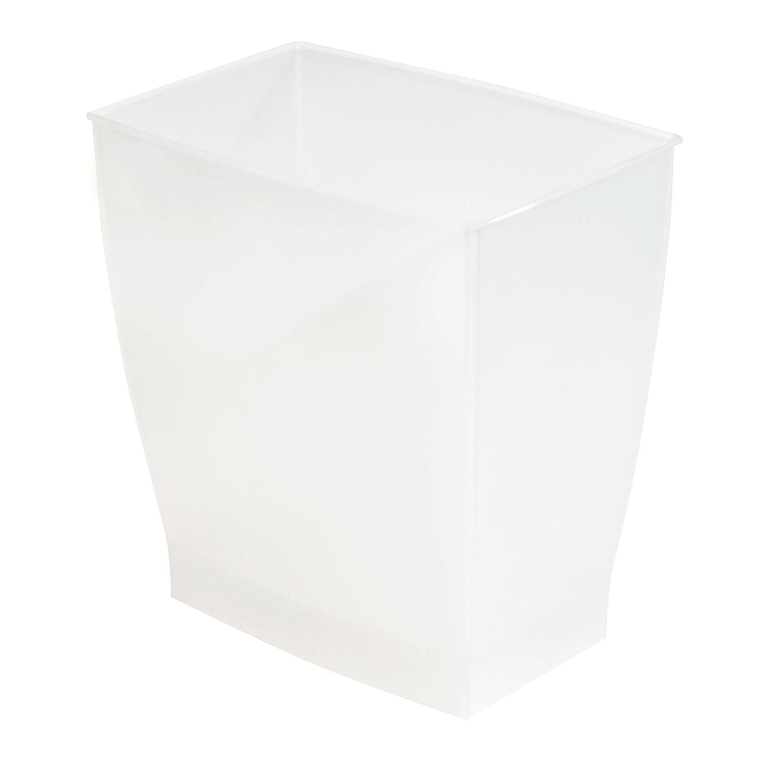 White Plastic Rectangular Bathroom Trash Can