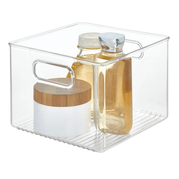 iDesign Stackable Bathroom Cabinet Organizer with Handles, Clear