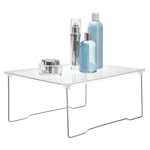 iDesign Stackable Cabinet Shelf Organizer - Cabinet Riser for Bathroom Storage - Clear