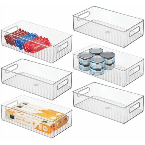 iDesign Stackable Fridge Bin - Kitchen Storage Bin for Pantry, Cabinets, or Fridge, Set of 6, Clear
