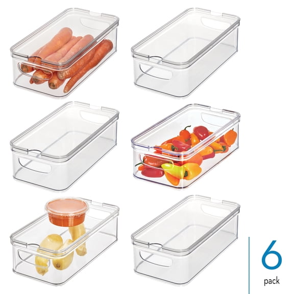 iDesign Stackable Fridge Organizer Bins with Lid for Fresh Produce - Ideal for Fruits, Vegetables, and Snacks