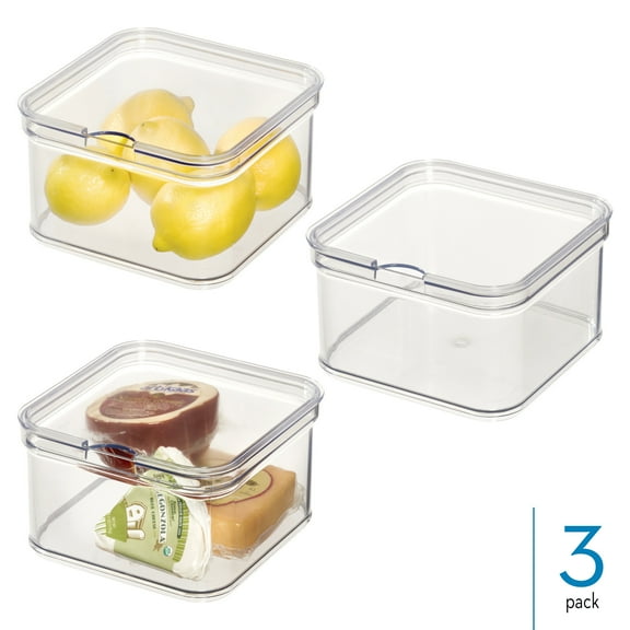 iDesign Stackable Fridge Organizer Bins with Lid for Fresh Produce - Ideal for Fruits, Vegetables, and Snacks