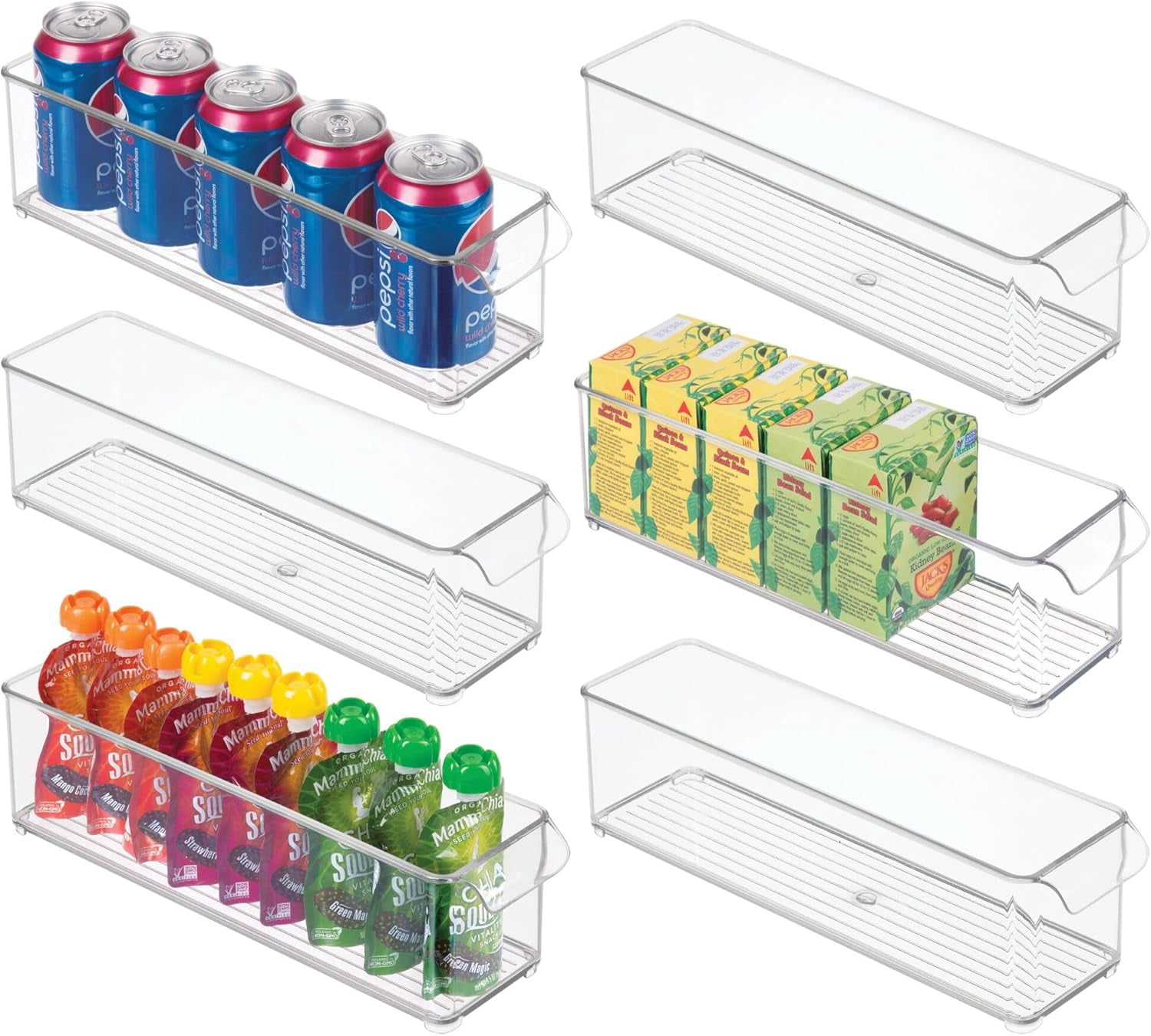 iDesign Stackable Fridge or Freezer Storage Bin with Front Handle, Set ...