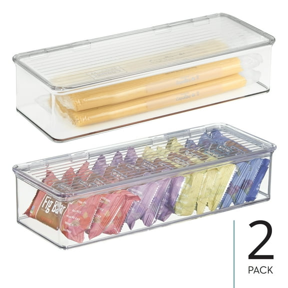 iDesign Stackable Hinged-Lid Pantry or Kitchen Storage Box - Lidded Storage Box for Organizing Cabinets and Under Sinks