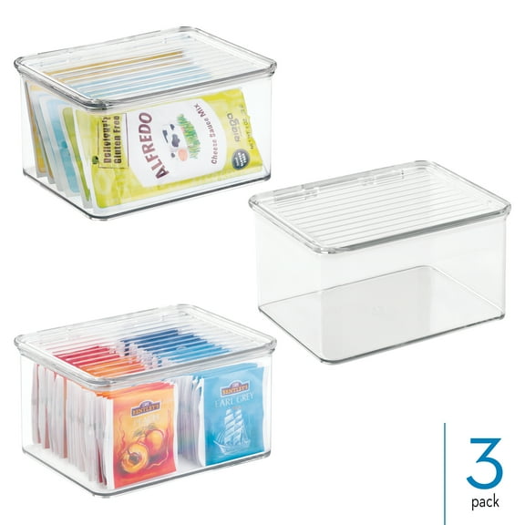 iDesign Stackable Hinged-Lid Pantry or Kitchen Storage Box - Lidded Storage Box for Organizing Cabinets and Under Sinks