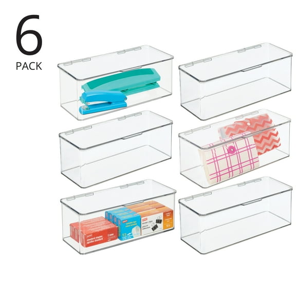 iDesign Stackable Hinged-Lid Storage Box - Lidded Storage Box for Organizing the Kitchen, Bathroom, or Home Office