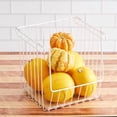 thumbnail image 1 of iDesign, Stackable Open Front Wood and Wire Storage Baskets, White, 1 of 3