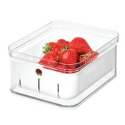 iDesign Stackable Refrigerator and Pantry Berry Crisp Bin, BPA-Free Plastic, Clear and White